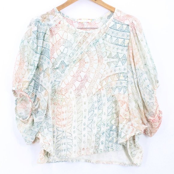 Anthropologie Eri + Ali Blouse Top Womens Multicolor 3/4 Sleeve Lightweight M - Picture 1 of 8